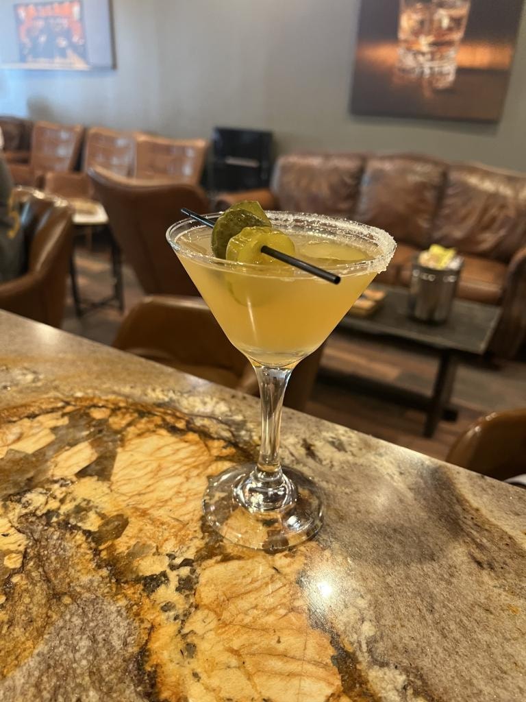 Salted rim margarita cocktail at Downtown Cigar Company bar